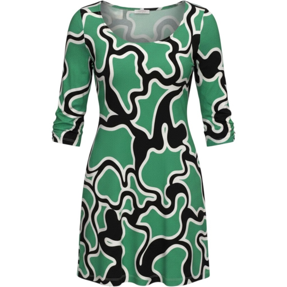 Hourglass Lilly Green Abstract Swirl Print 3/4 Sleeve A-Line Dress Size M